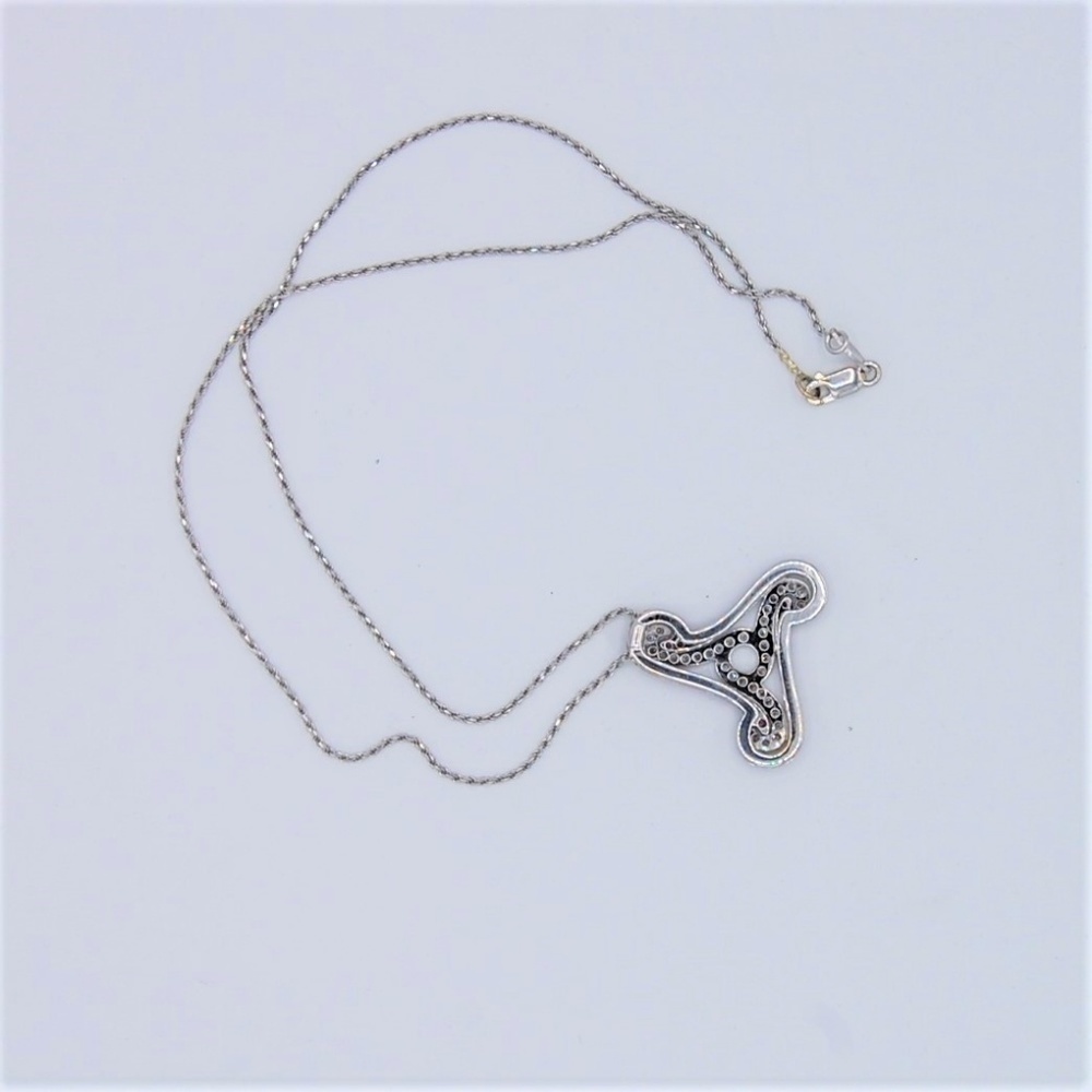 GEOMETRIC Pink Sapphire White Gold Pendant & Chain - Picture 6 of 8
